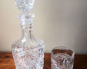Gorgeous Crystal Decanter With Matching Glass, Scotch Whisky.