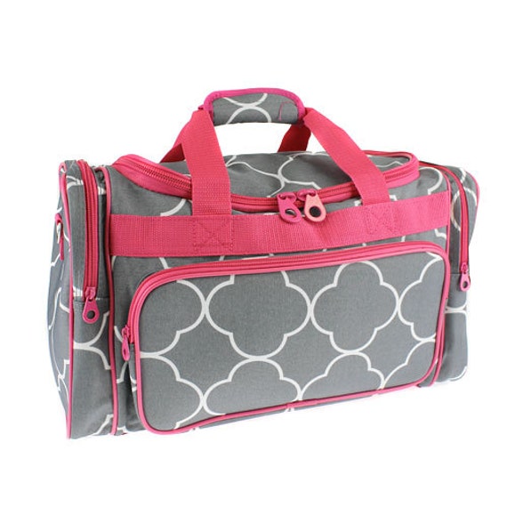 Pink and Gray Duffle bag for travel luggage duffel or craft