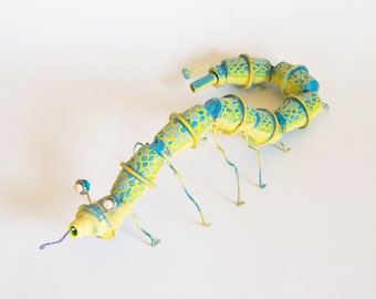 Worm made with recycled materials.