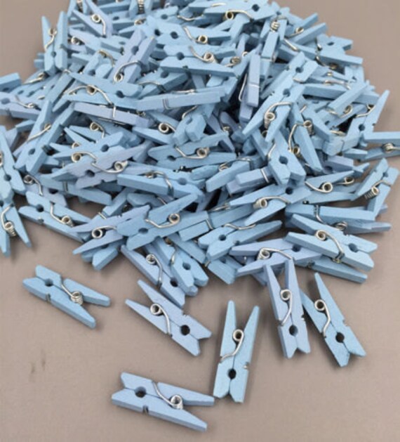 SET of 20 1 Mini Clothes Pins Plain Small Light Blue