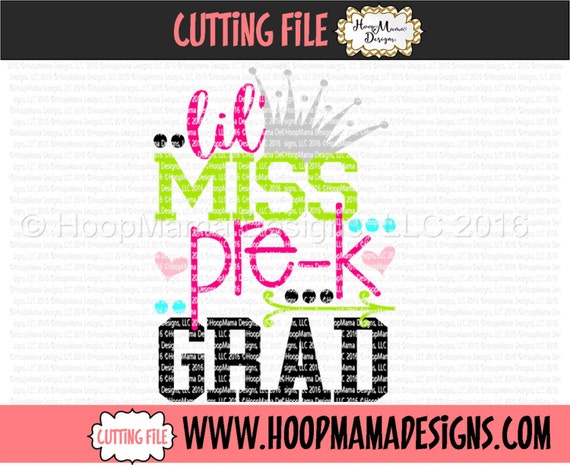 Download Little Miss Pre-K Grad SVG DXF eps and png Files for Cutting