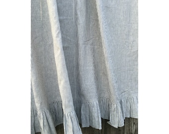 Vintage Ticking Stripe Shower Curtain with Ruffles 3 Sizes Vintage Ticking Stripe Shower Curtain with Ruffles 3 Sizes
