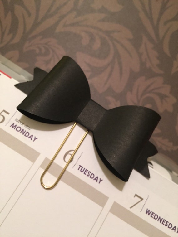Large Black Decorative Paper Bow Clips / ECLP / Erin by PugPaperCo