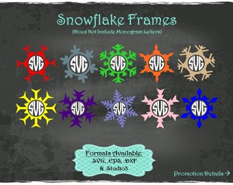 Snowflake Frames in .SVG .EPS .DXF & .Studio3 formats Craft Cut Die Cutters Digital Vector Files Instant Download
