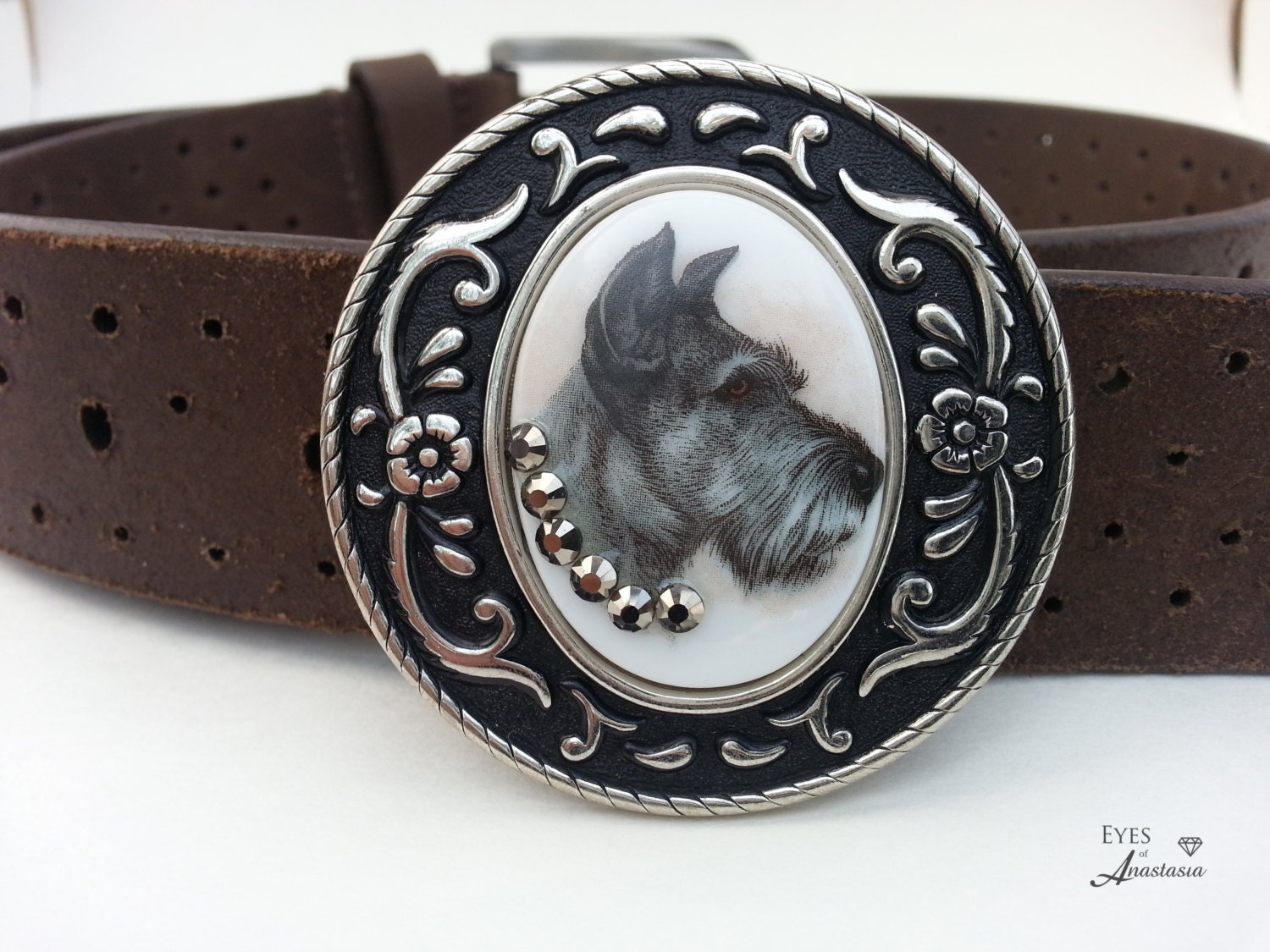 Dog belt buckle Terrier belt buckle Dog show jewelry