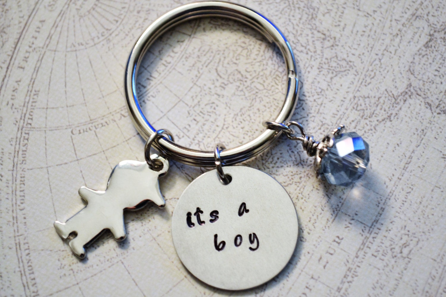 Baby Boy Keychain Baby Keychain Gender Reveal by BeautyInBaubles