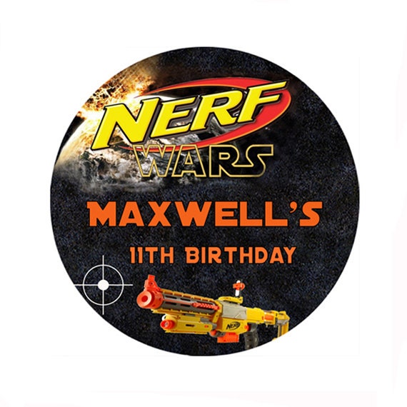 Nerf War Personalized round stickers/ label Printable