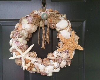 Nautical Seashell and Starfish Wreath