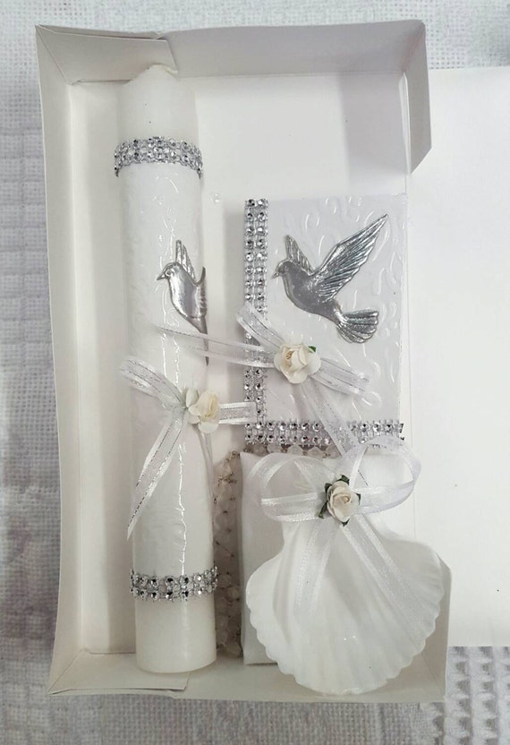 Christening/ Baptism Candle Gift Set of White by AuroraAustralia