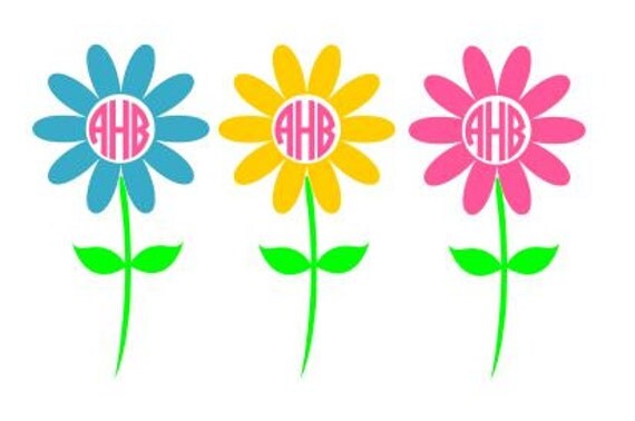 Download Daisy Monogram SVG Studio 3 DXF AI ps and pdf Cutting
