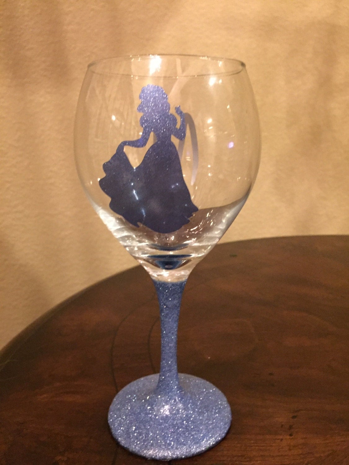 Aurora Disney Princess Wine Glasses with a Glittered Stem