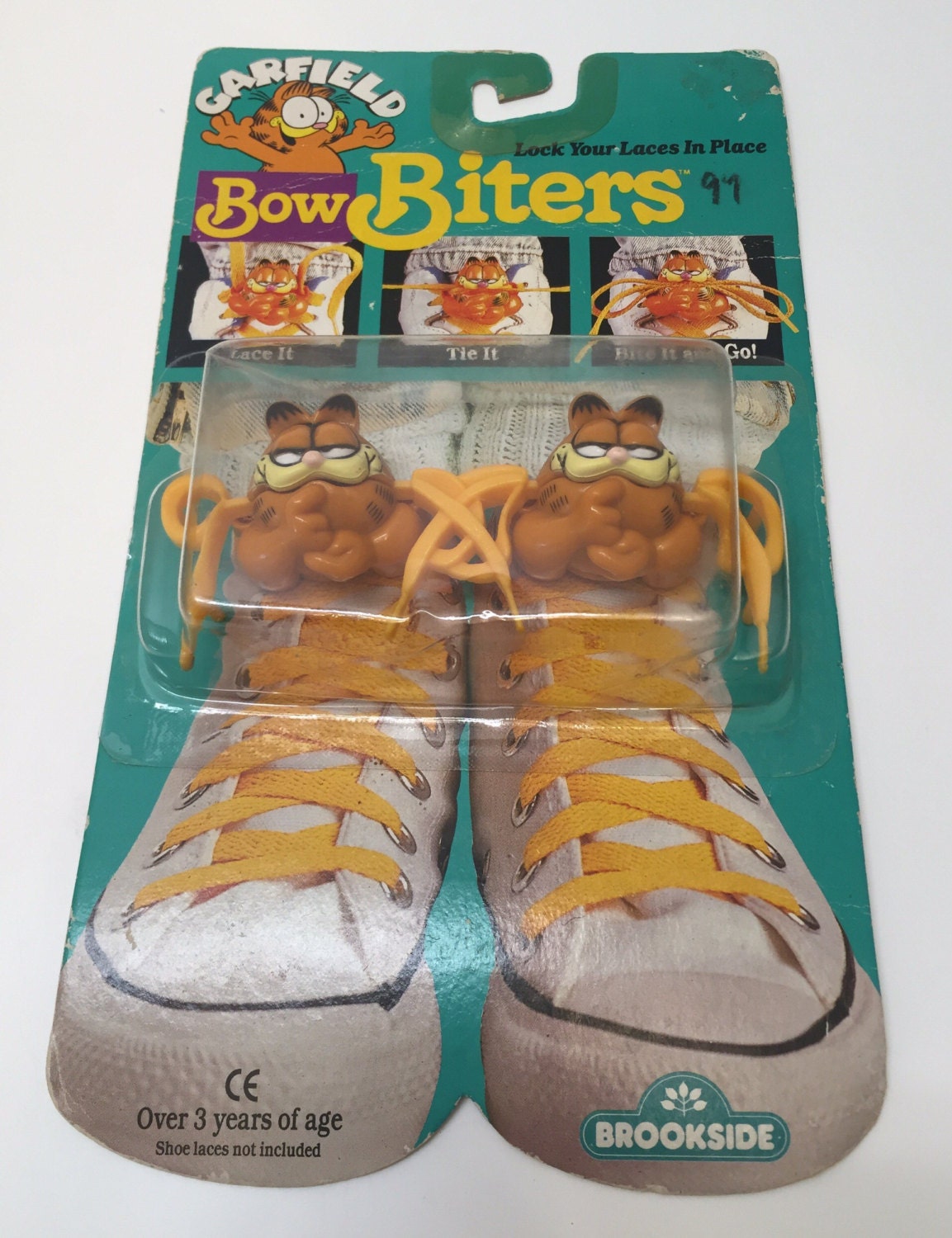 Vintage Garfield Bow Biters Shoe Laces Kids By Brookside 1978