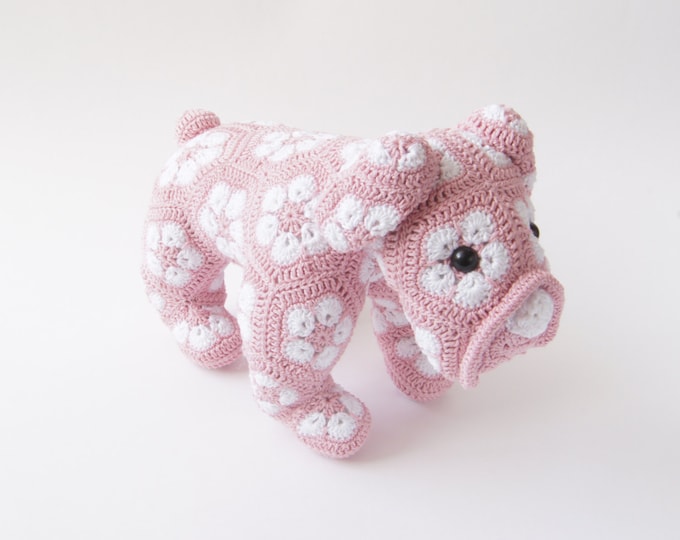 Crochet Dog Toy Amigurumi African Flower Animal Stuffed Custom Color Toy Present Gift for Boy Girl Baby Shower