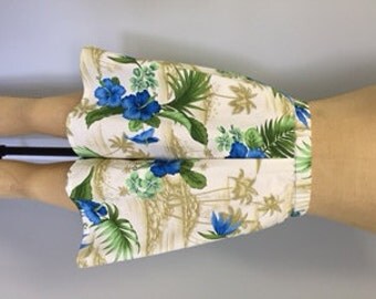 Lola Cream Hawaiian Tap Shorts with Elastic Waistband