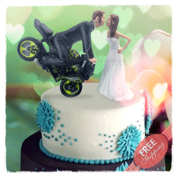 Motorcycle wedding cake toppers Unique wedding cake topper