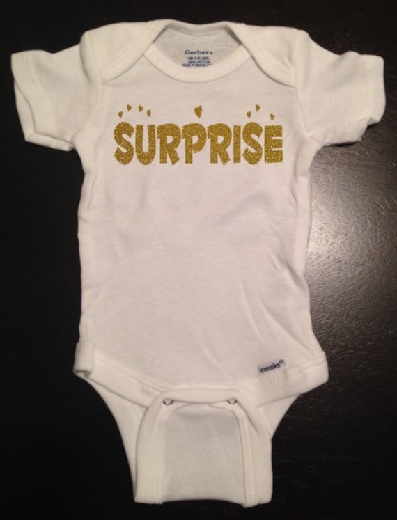 SURPRISE Baby Onesie Baby Shirt New Baby by RKCreativeImpression