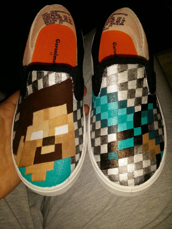 Minecraft Herobrine hand painted shoes Canvas shoes kids