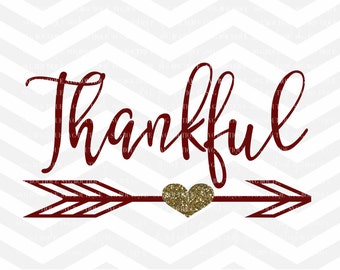 Thankful SVG File, Autumn Cut File, Blessed, Thanksgiving SVG File, Baby Girl SVG File, Cricut, Silhouette, Thanksgiving, Arrow Heart