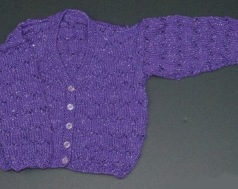 Girls Lacy Cardigan - Purple Sparkle