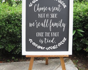 Choose a Seat Not a Side Decals, Rustic Wedding Sign, Ceremony Signs, Wedding Signs, Seating Sign, Wedding Seating Sign, Choose a Seat