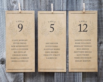 Rustic Wedding Seating Chart PRINTABLE - Seating Plan Cards / Table Arrangement Signs