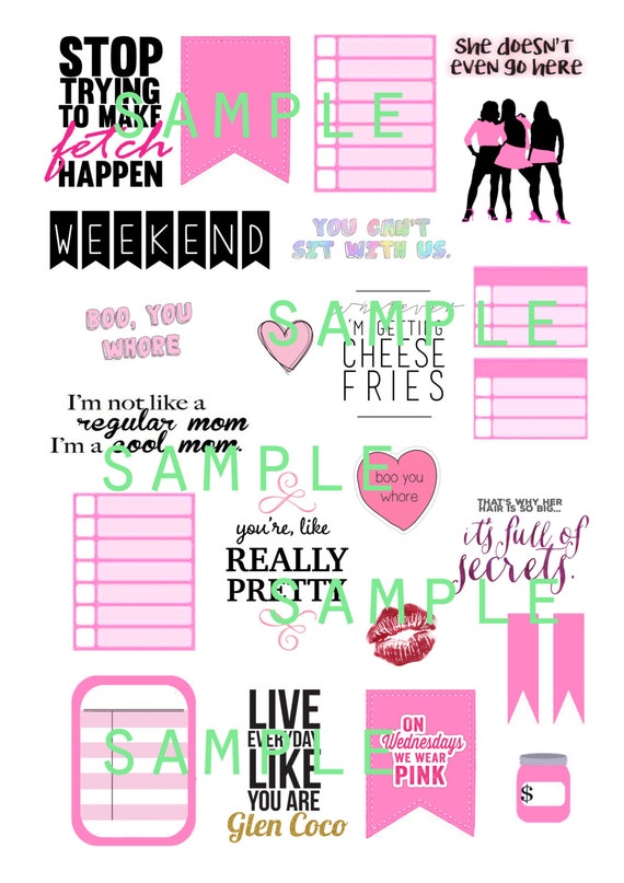 mean girls theme week planner stickers by StickersOfLondon on Etsy