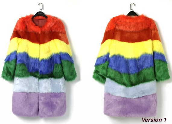 Alternative Youth Faux fur coat in rainbow color by Chicatory