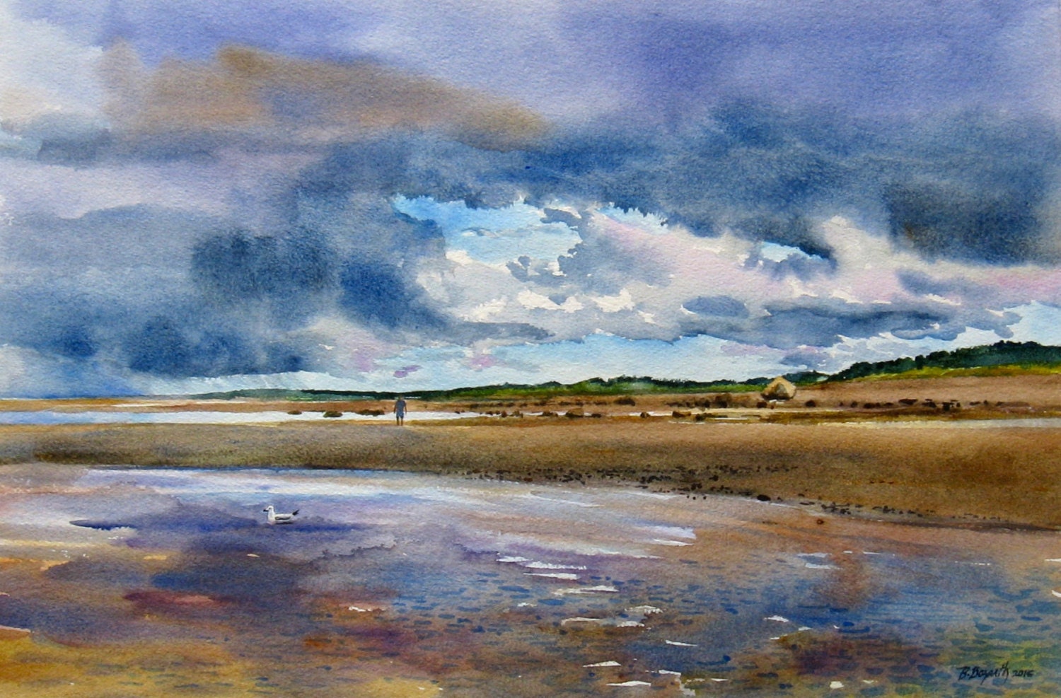 Beach landscape print Watercolor landscape print Seascape