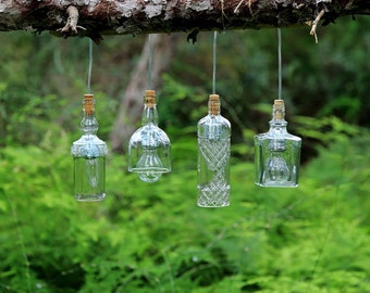 Bottles glass ceiling lamp style industrial vintage, recycled transparent white glass pendant luminaire, lighting liquors
