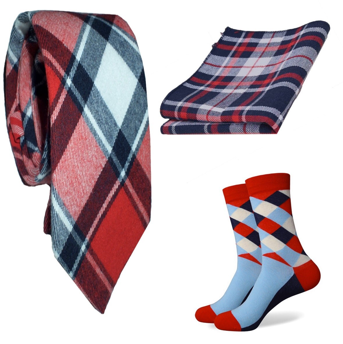 Matching Mens Socks Tie & Pocket Square Blue Navy by TiedUpInSocks