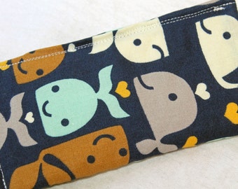 Whale Eyeglass Case, Whale Sunglass Case, Aqua, Beige, Brown, Grey Whales Glass Case, SunGlass Case, Childrlen's Glass Case