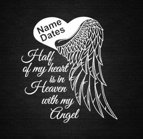 Download Angel Heart Wings In Memory of Personalize Vinyl Decal Car