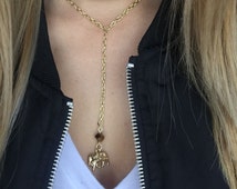 Eris Perforated T-Shirt with Chain and Crystal Collier