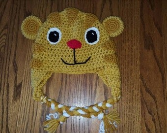 Sale! Reg price 35 Daniel Tiger earflap hat - Daniel Tiger - Daniel Tiger's Neighborhood - pbs - character hat - children's hat - tiger