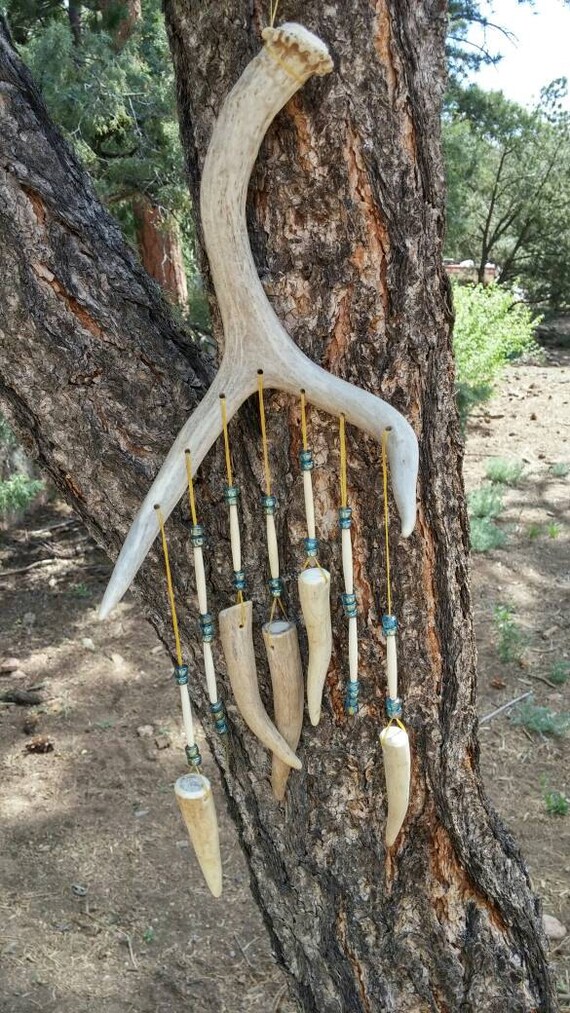 Antler wind chime by buckskinandbeads on Etsy