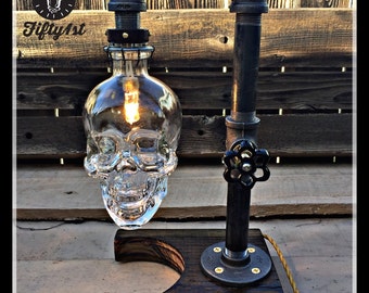 Industrial Table Lamp "Max", outlet table lamp, steampunk lamp, reclaimed wood light, dimmer