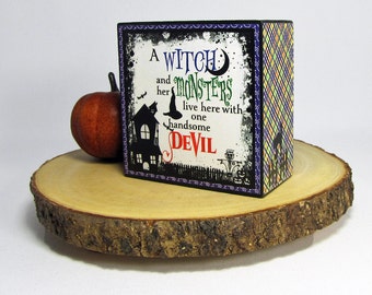halloween decoration shelf block holiday decor witch tabletop decoration mantel decor - Etsy Halloween Decorations halloween decoration shelf block holiday decor witch tabletop decoration mantel decor - Etsy Halloween Decorations
