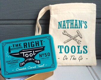 Credit Card Tool Kit - Personalised Tool Kit in Pouch - Mini Tool Kit - Father's Day Gift - Dad Tool Kit - Mini Men's Tool Kit