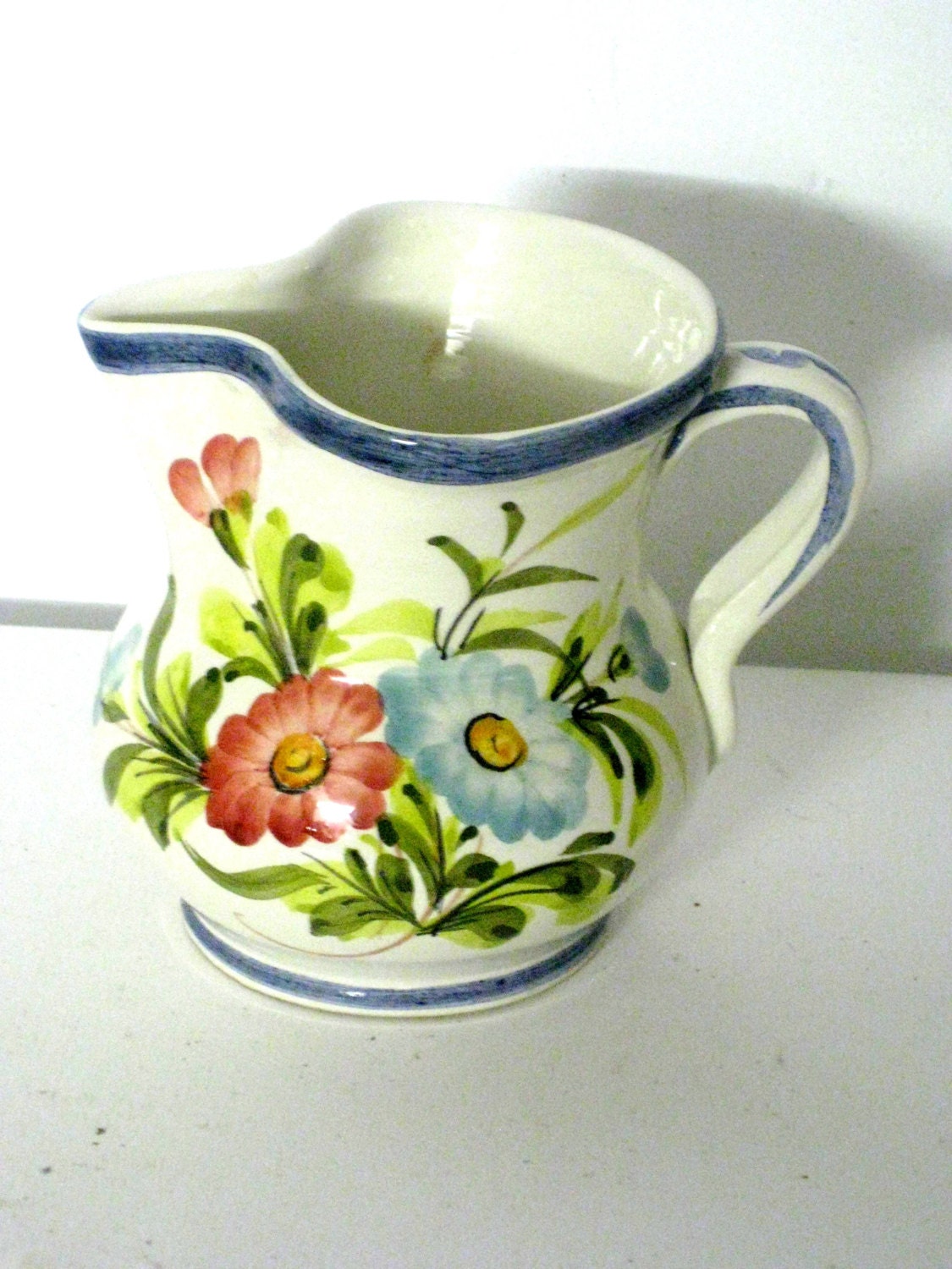 Primitive jug vase Bassano Italy majolica ceramic vase