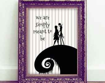 The Nightmare Before Christmas wall art, Jack and Sally quote, printable quotes