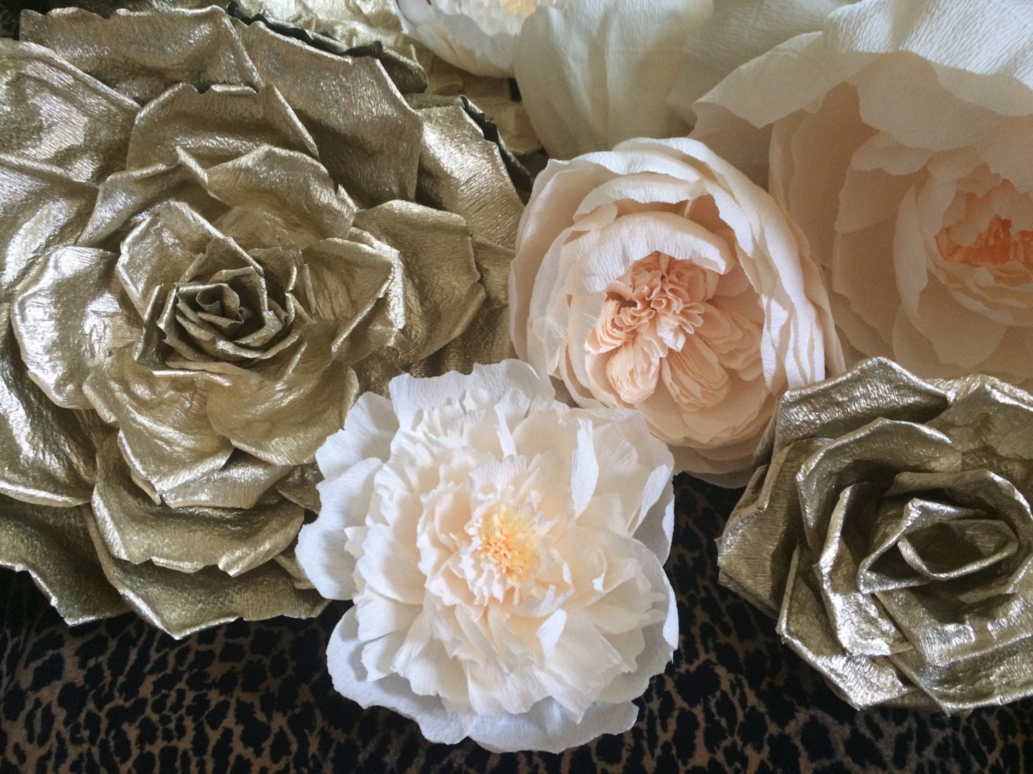 Large Gold Crepe Paper Flower Elegant Premium Italian Crepe