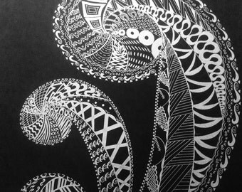Silver kite. Original freehand drawing.