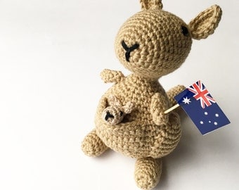 Kangaroo Toy, Kangaroo Amigurumi, Australian Toy, Marsupial Plush, Crochet Kangaroo, Knitted Kangaroo, Australian Souvenir