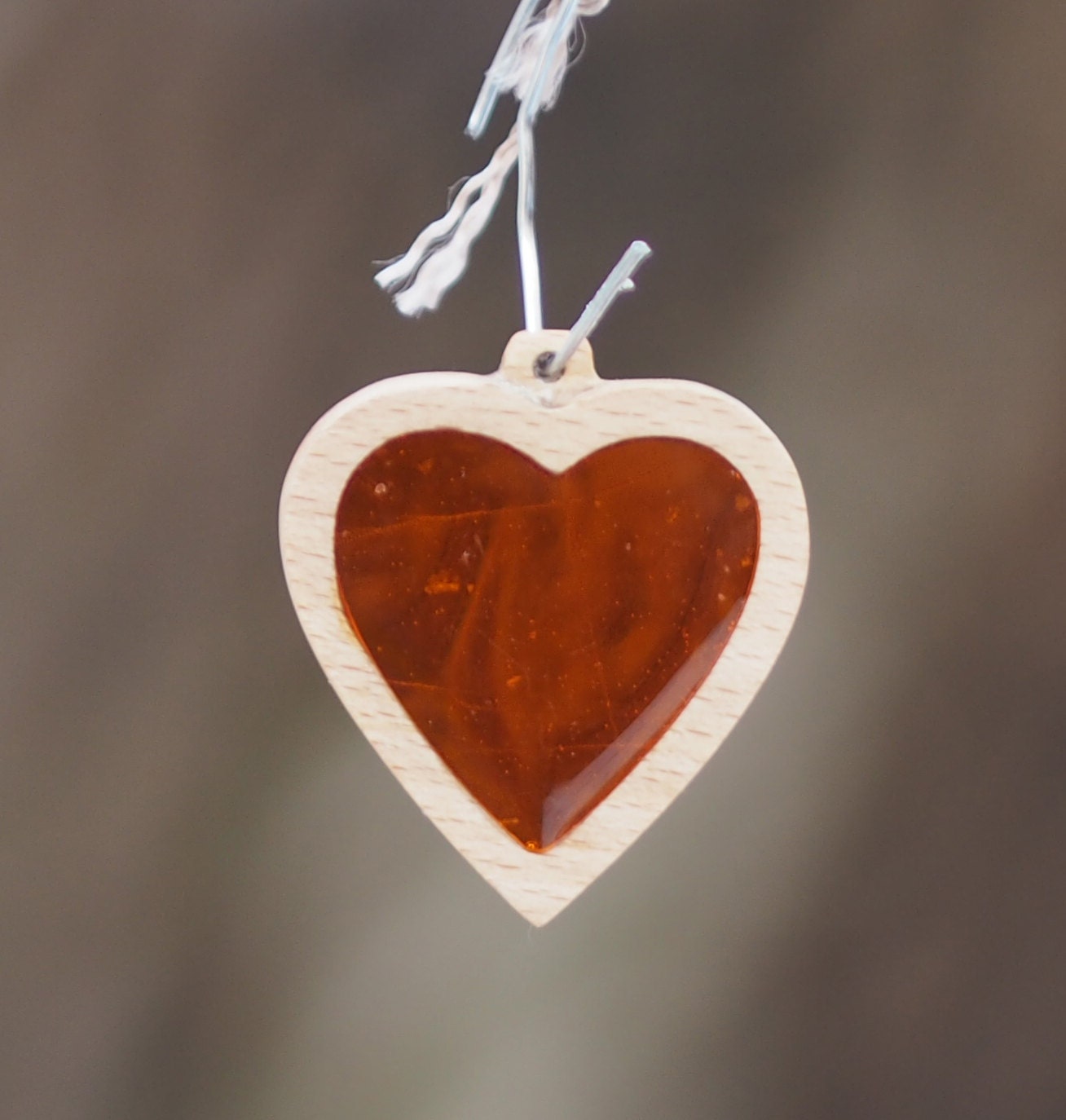 wood and resin jewelry heart red color resin color wood