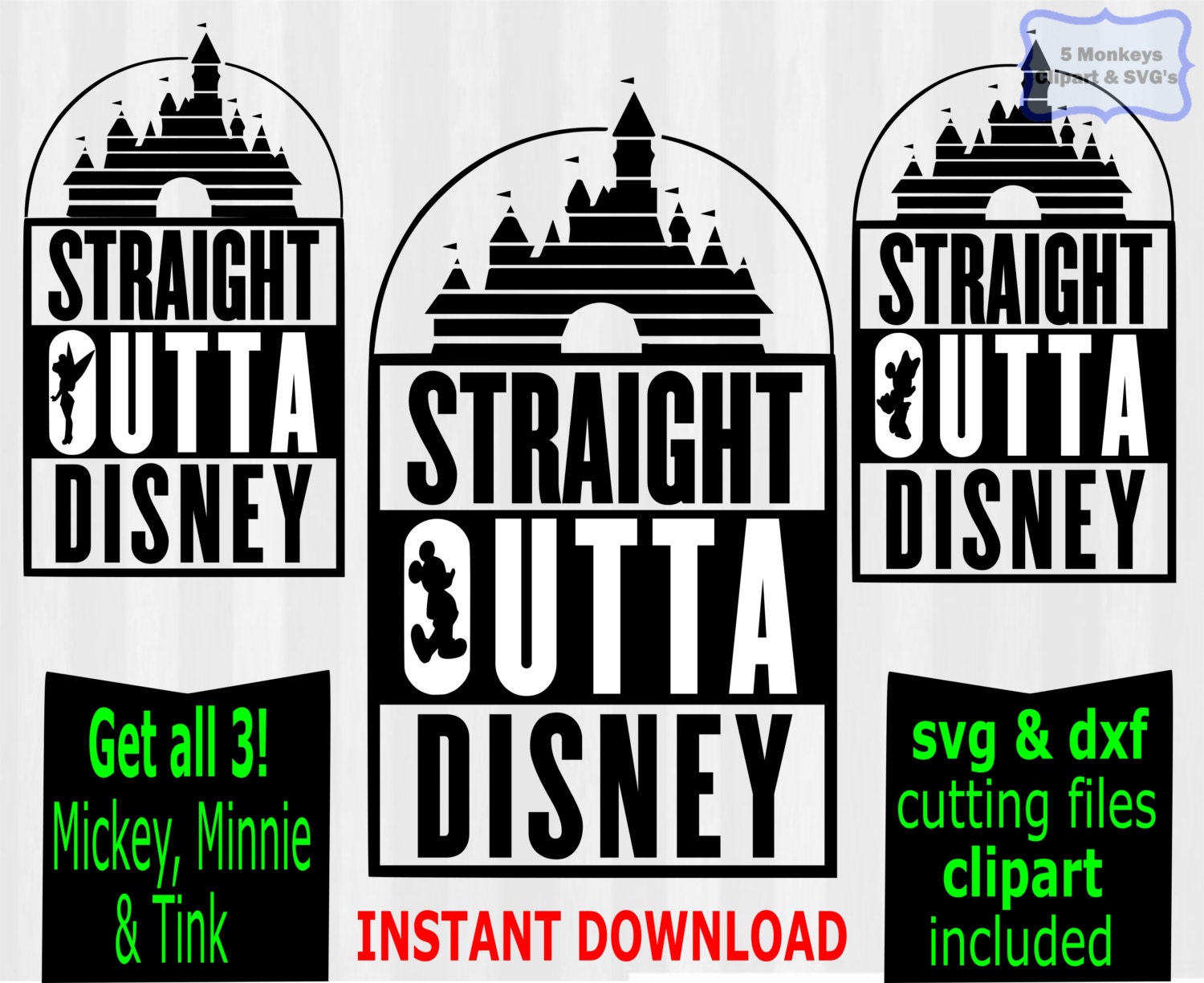 3 SVG Designs Straight Outta Disney svg by SuperSVGandClipart