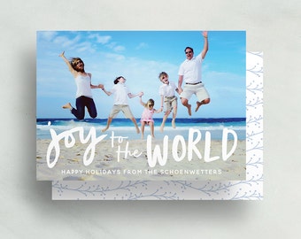 joy to the world holiday card // personalized photo card // christmas card // hand lettering // printable // digital // custom holiday card