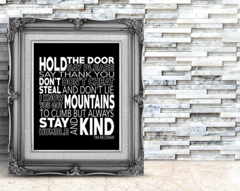 Tim McGraw Quote, Mountains to Climb, Digital Print, Printable Art, Nursery Art, Kids Art, Black, White, kids Prints, Quote, typography
