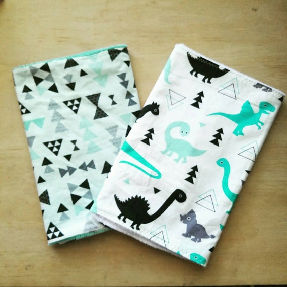 Items similar to Dinosaurs baby boy burp cloths set on Etsy