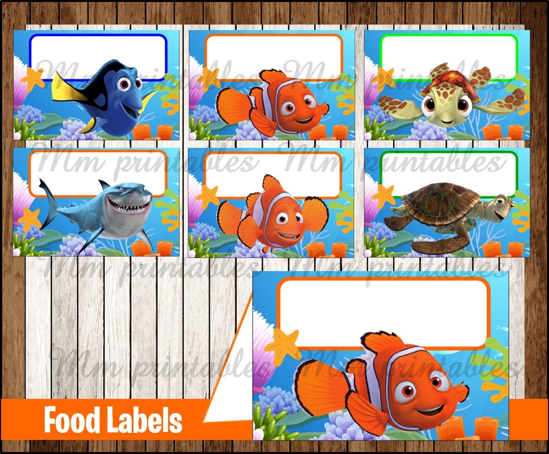 80% OFF SALE Finding Nemo Food Tent Cards by mrkitspartyshop