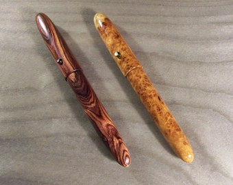 Wooden fountain pen (or rollerball) in kingwood or amboyna burl